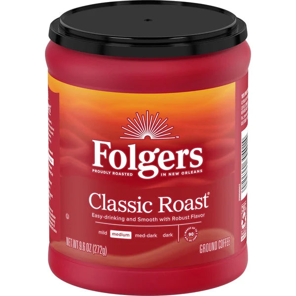 Folgers Classic Roast Ground Coffee, Medium Roast 9.6 oz