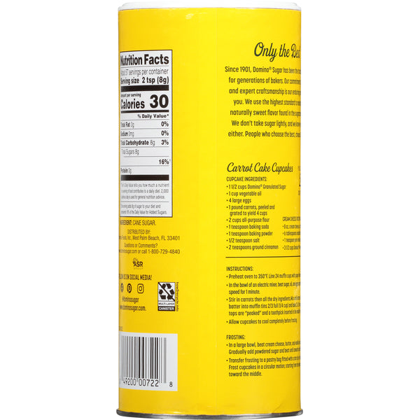 Domino Premium Pure Cane Granulated Sugar Canister 16 oz