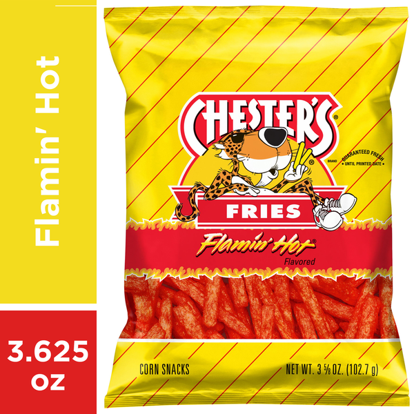 Chester's Fries Corn & Potato Snacks, Flamin' Hot Flavored 3.625 oz