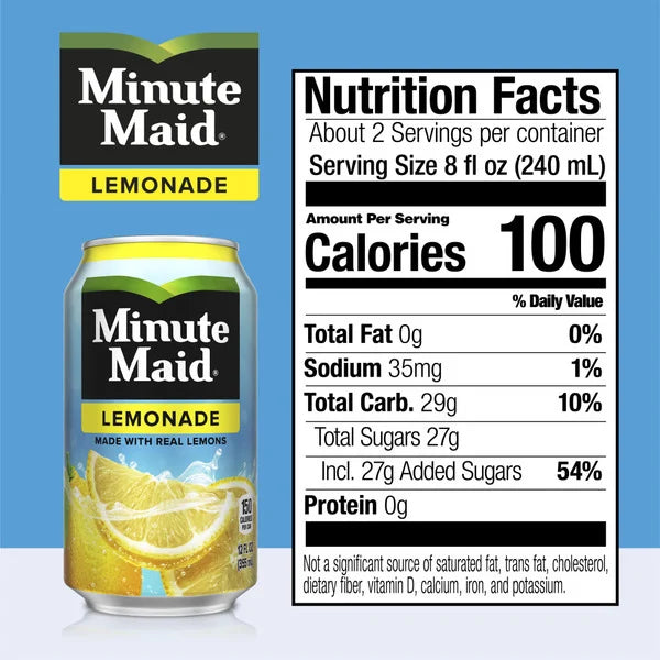 Minute Maid Lemonade Made W/ Real Lemons 12 fl oz