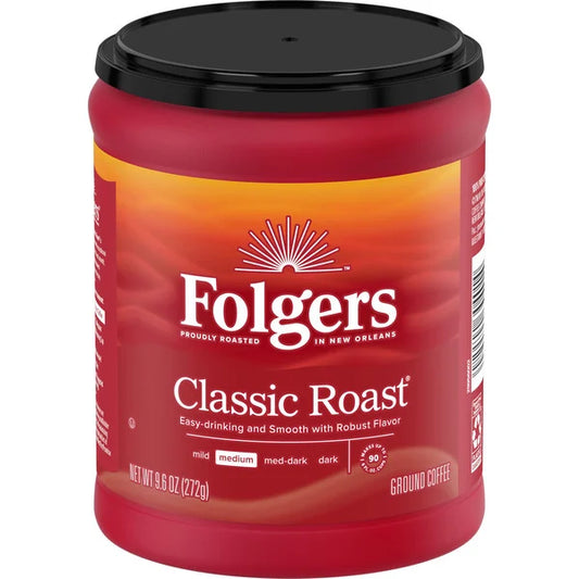 Folgers Classic Roast Ground Coffee, Medium Roast 9.6 oz