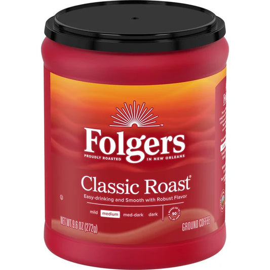 Folgers Classic Roast Ground Coffee, Medium Roast 9.6 oz