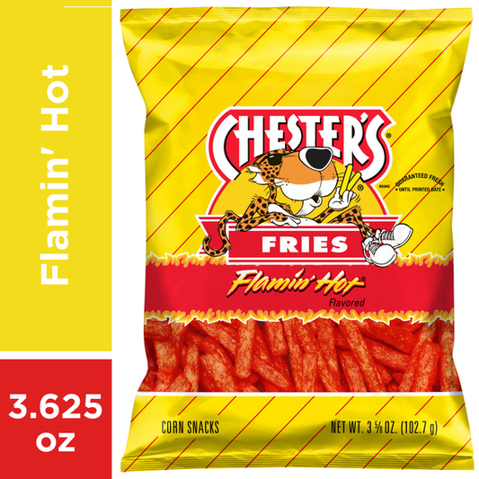 Chester's Fries Corn & Potato Snacks, Flamin' Hot Flavored 3.625 oz