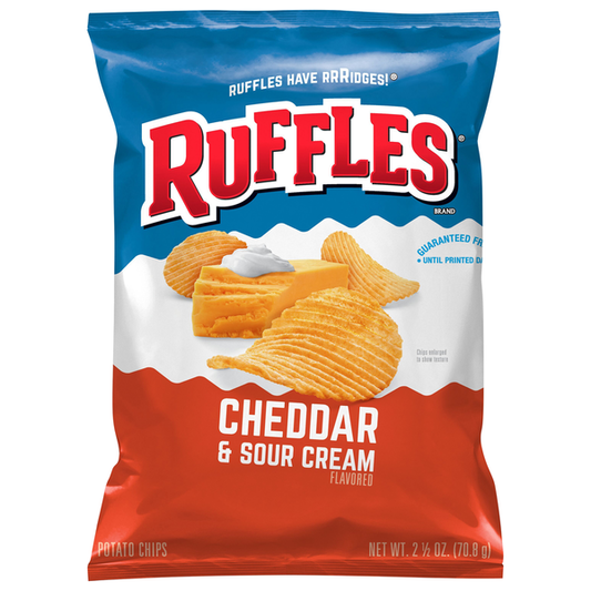 Ruffles Potato Chips, Cheddar & Sour Cream Flavored 2.5 oz