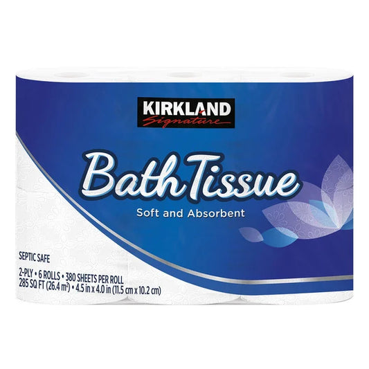 Kirkland Signature Bath Tissue, 2-Ply, 380 Sheets, 6 Rolls