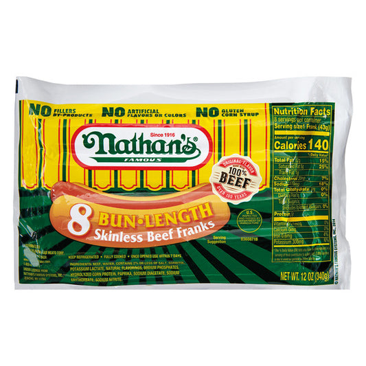 Nathan's Beef Hot Dogs 12 oz