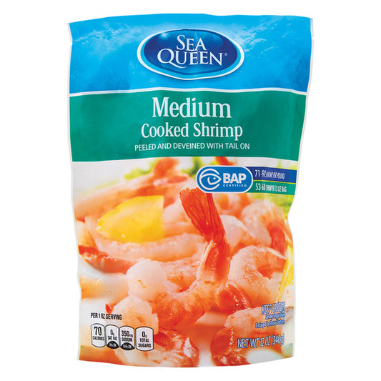 Sea Queen Medium Cooked Shrimp 12 oz