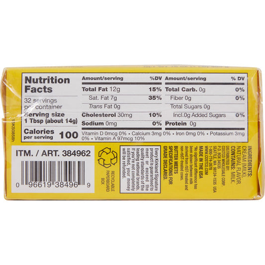 Kirkland Signature Unsalted Sweet Cream Butter, 4 oz