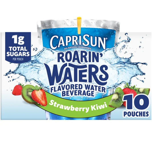 Capri Sun Strawberry Kiwi Surf Naturally Flavored Kids Water Beverage Drink Pouches 6 fl oz
