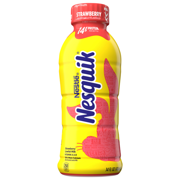 Nestlé NESQUIK Strawberry Flavored Lowfat Milk Ready To Drink 14 fl oz