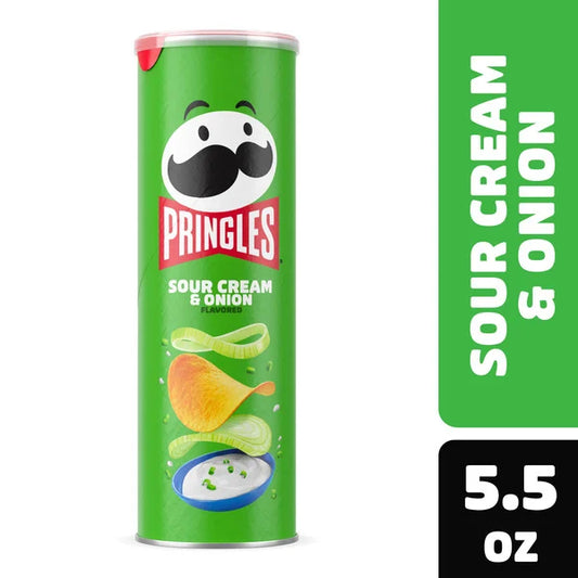 Pringles Potato Crisps Chips Sour Cream and Onion, Lunch Snacks, 5.5 oz