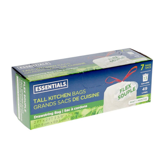 Essentials Tall Kitchen Drawstring Bags Mint 9 gal