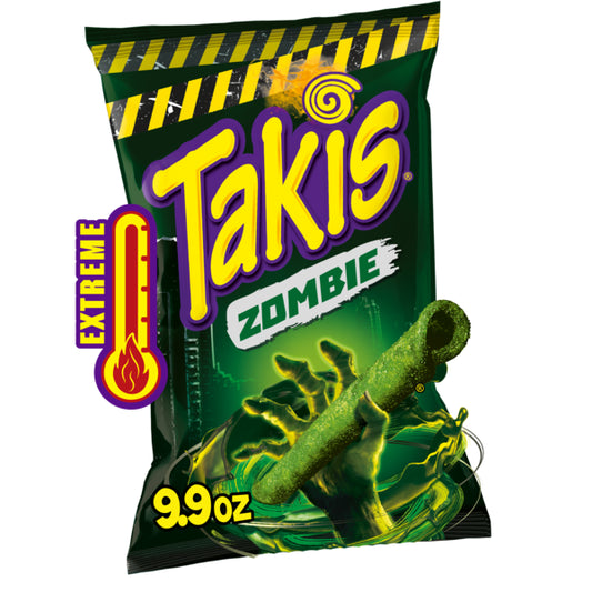 Takis Zombie 9.9 oz Sharing Size Bag, Habanero & Cucumber Flavored Extreme Spicy Rolled Tortilla Chips 9.9 oz