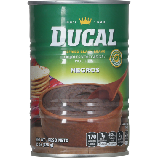 Ducal Black Beans, Refried 15 oz