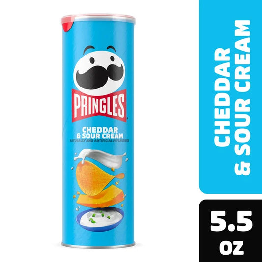 Pringles Potato Crisps Chips Cheddar and Sour Cream, Lunch Snacks, 5.5 oz