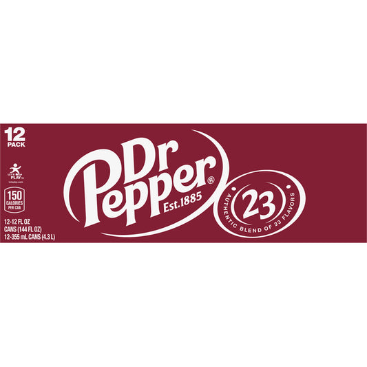 Dr Pepper Soda, 12 Pack 12 oz