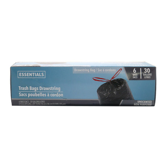 Essentials Trash Drawstring Bag Unscented 6 each