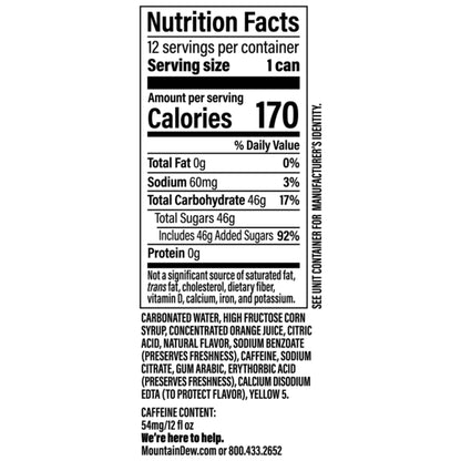 Mountain Dew Soda - Pack 12 fl oz