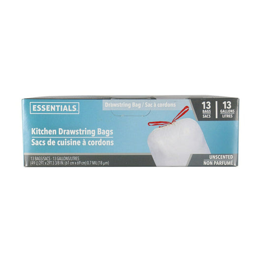 Essentials Kitchen Drawstring Garbage Bags 13 gal