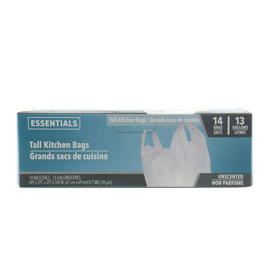 Essentials Tall Kitchen Bags Unscented 14 gal