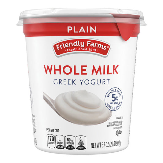 Friendly Farms Plain Whole Milk Greek Yogurt 32 oz